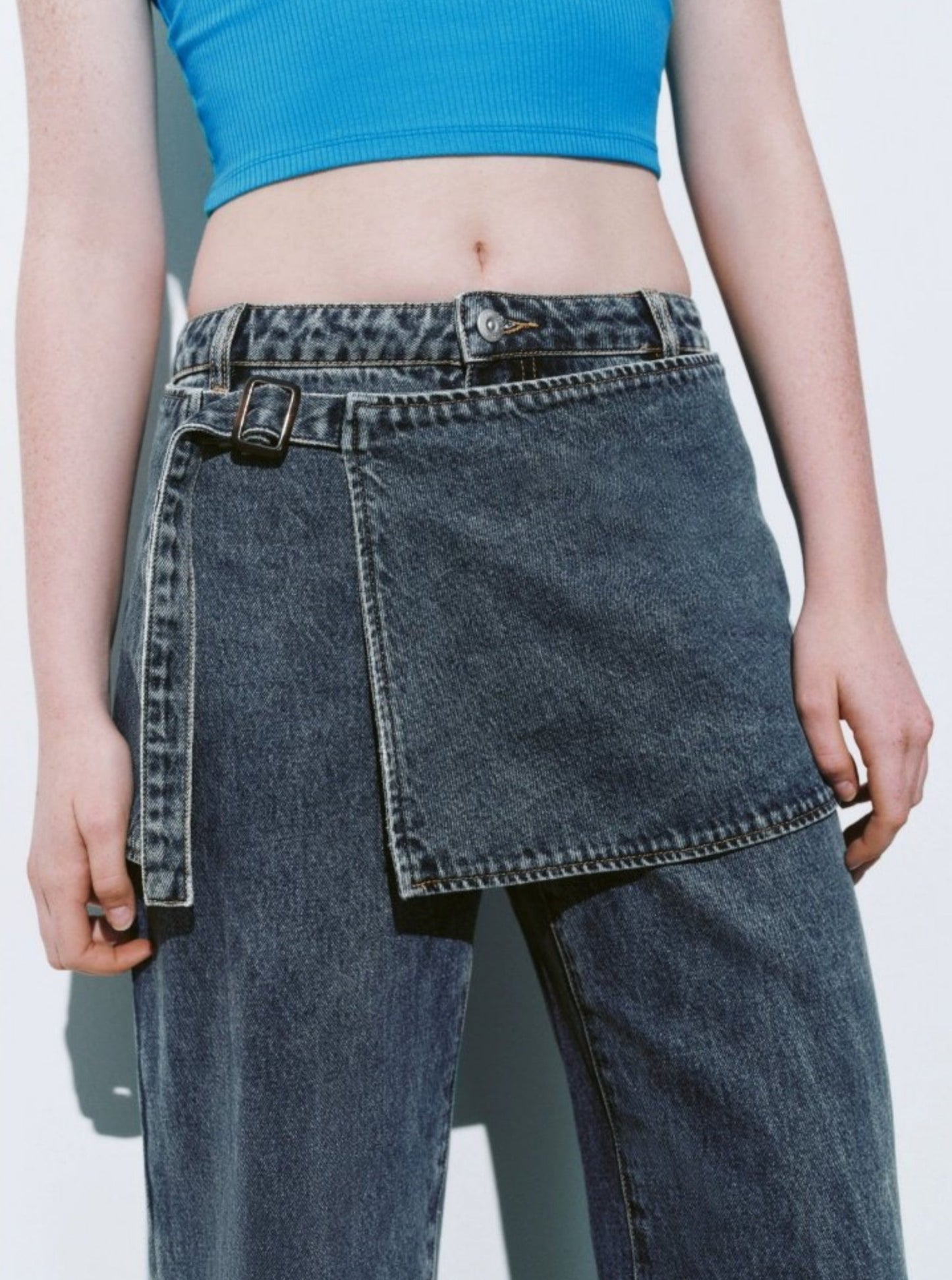 Patchwork Detachable Straight Denim Pants