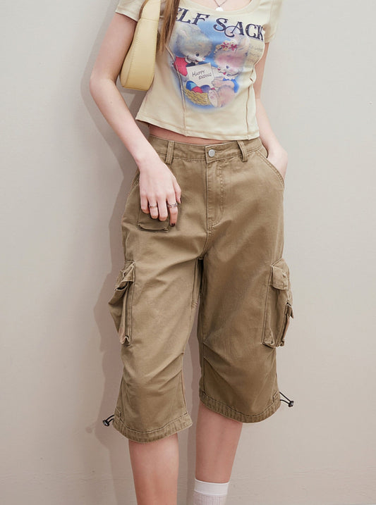 Straight Leg Cropped Cargos Pants