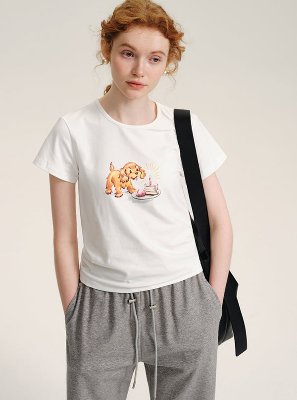 Cool Cotton Puppy Print T-Shirt