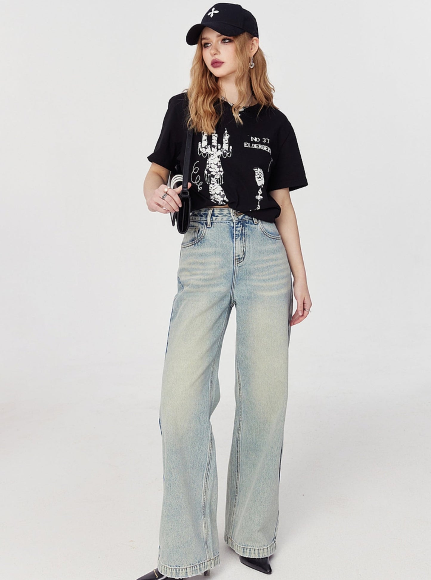 Vintage High-Waist Straight Jeans-Hose