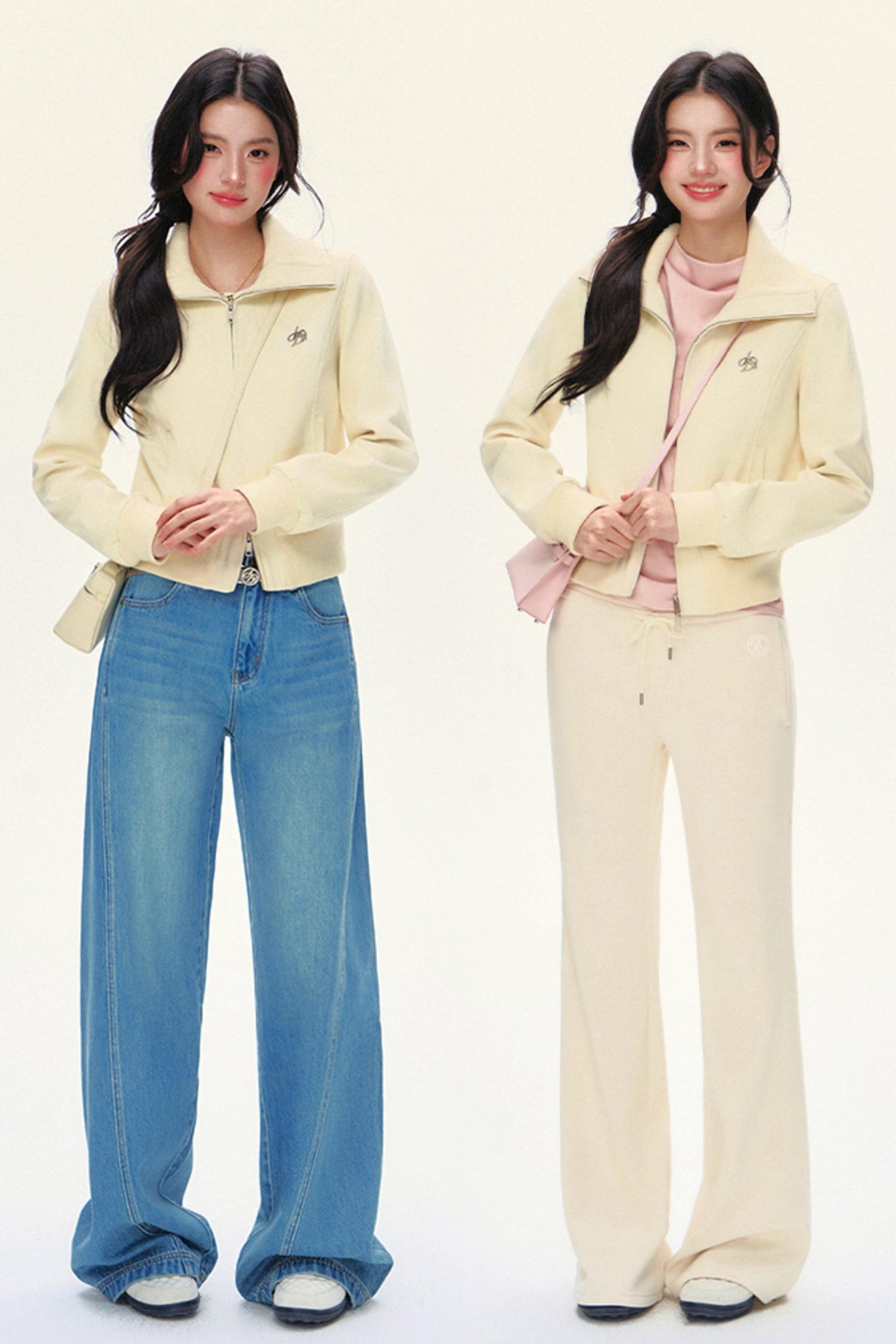 Veste courte slim paresseuse à manches courtes cousue 