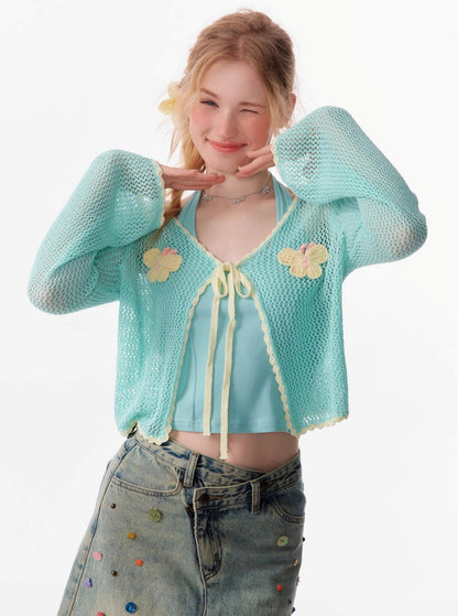 Knitted Hollow Cardigan Top