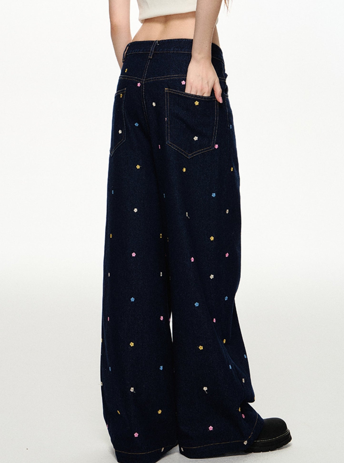 Childlike Floral Embroidered Jeans