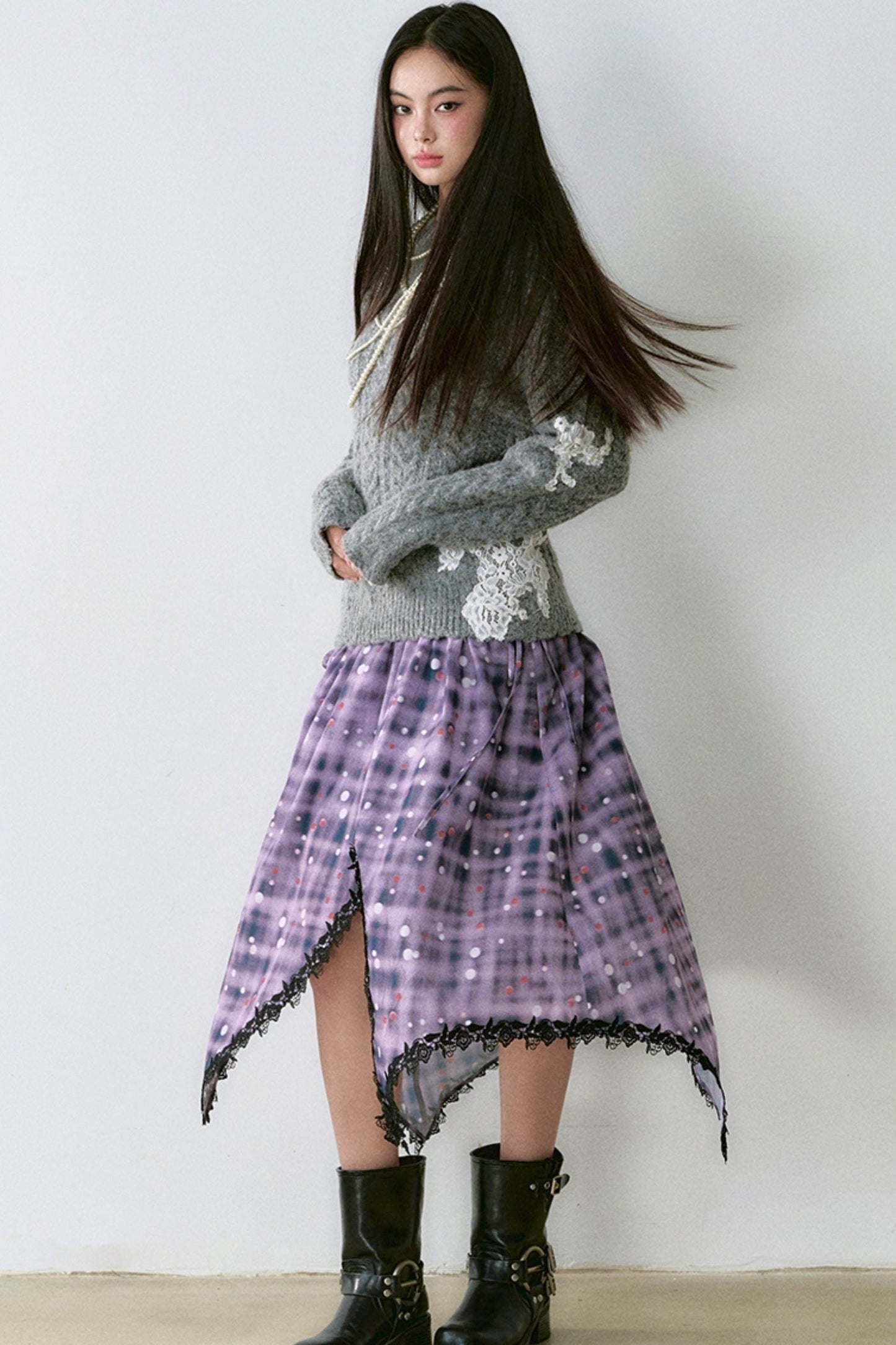 Lace Panel Pullover Sweater