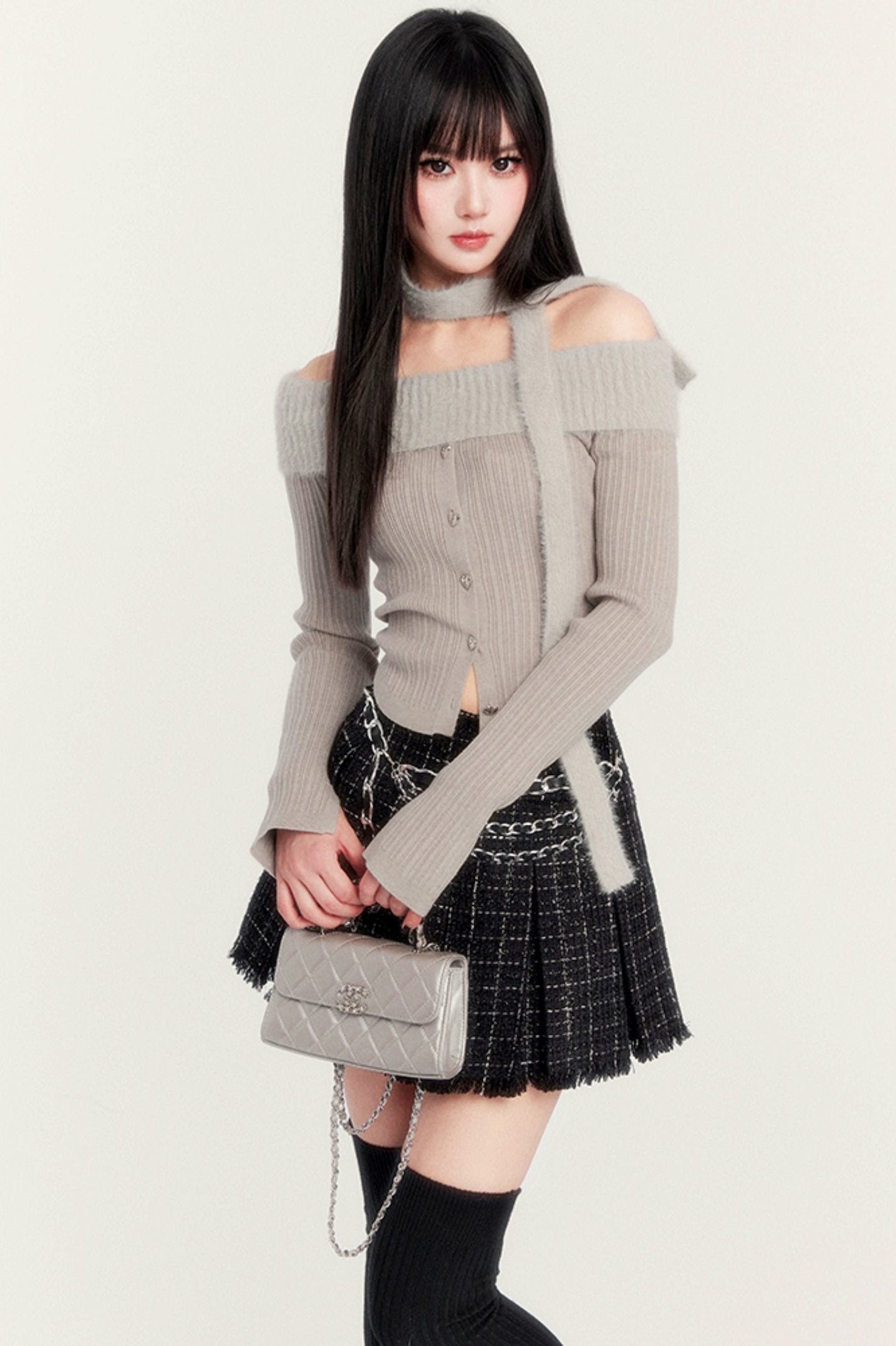 Short Rose Shirt & Pleated Skirt Set-Up