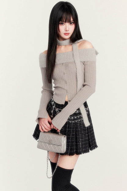 Short Rose Shirt & PLEATED SKIRT SET-UP