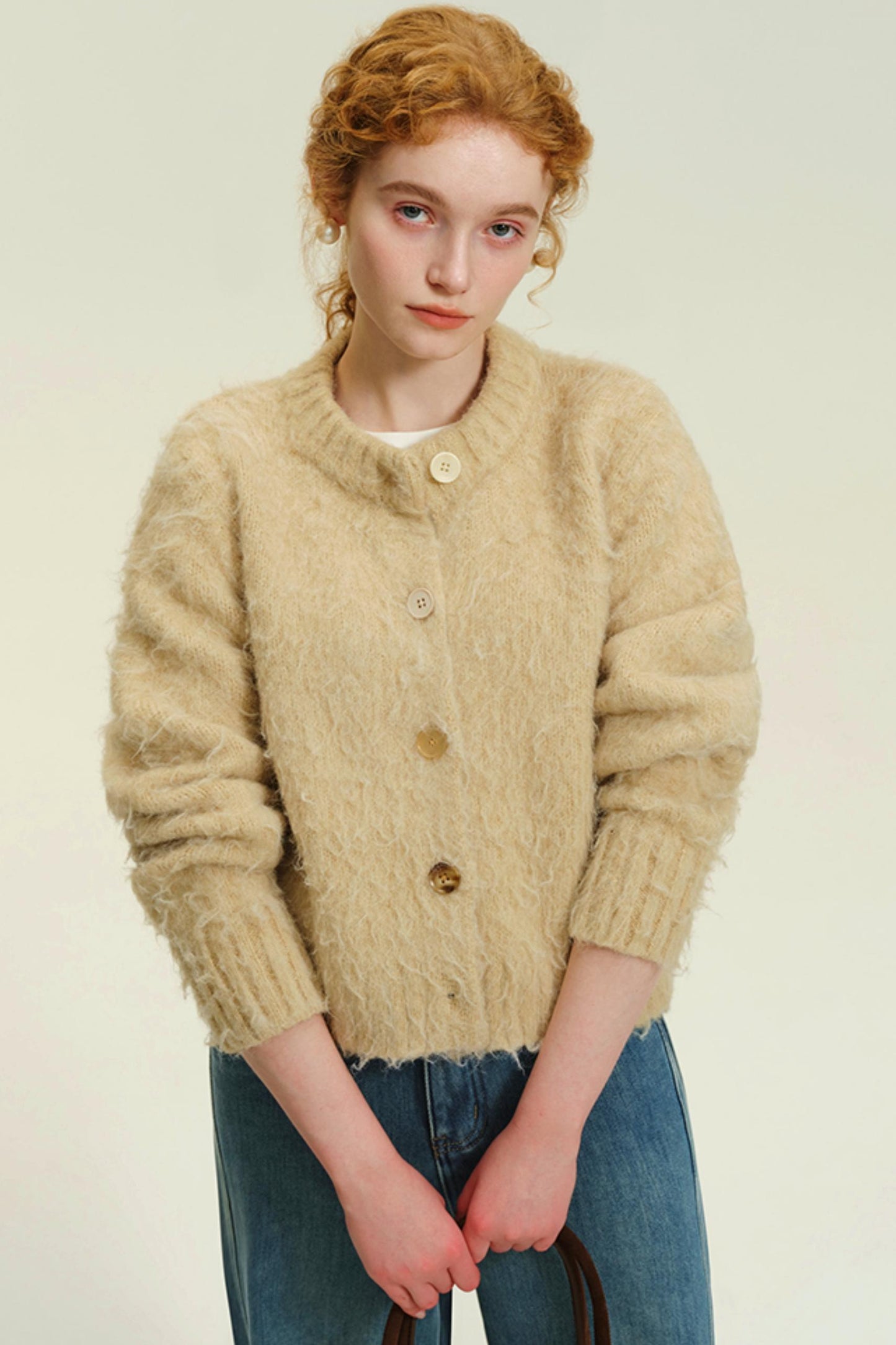 Alpaca Plush Crew Cardigan