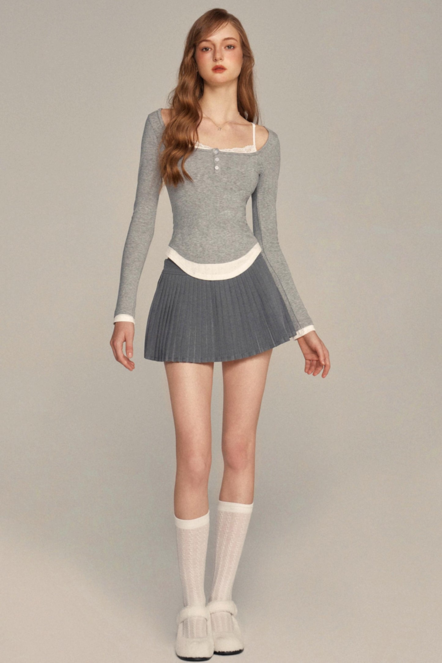 Modern High-Waist Pleated Skirt