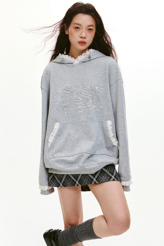 Bow Design Grey Sweatshirt