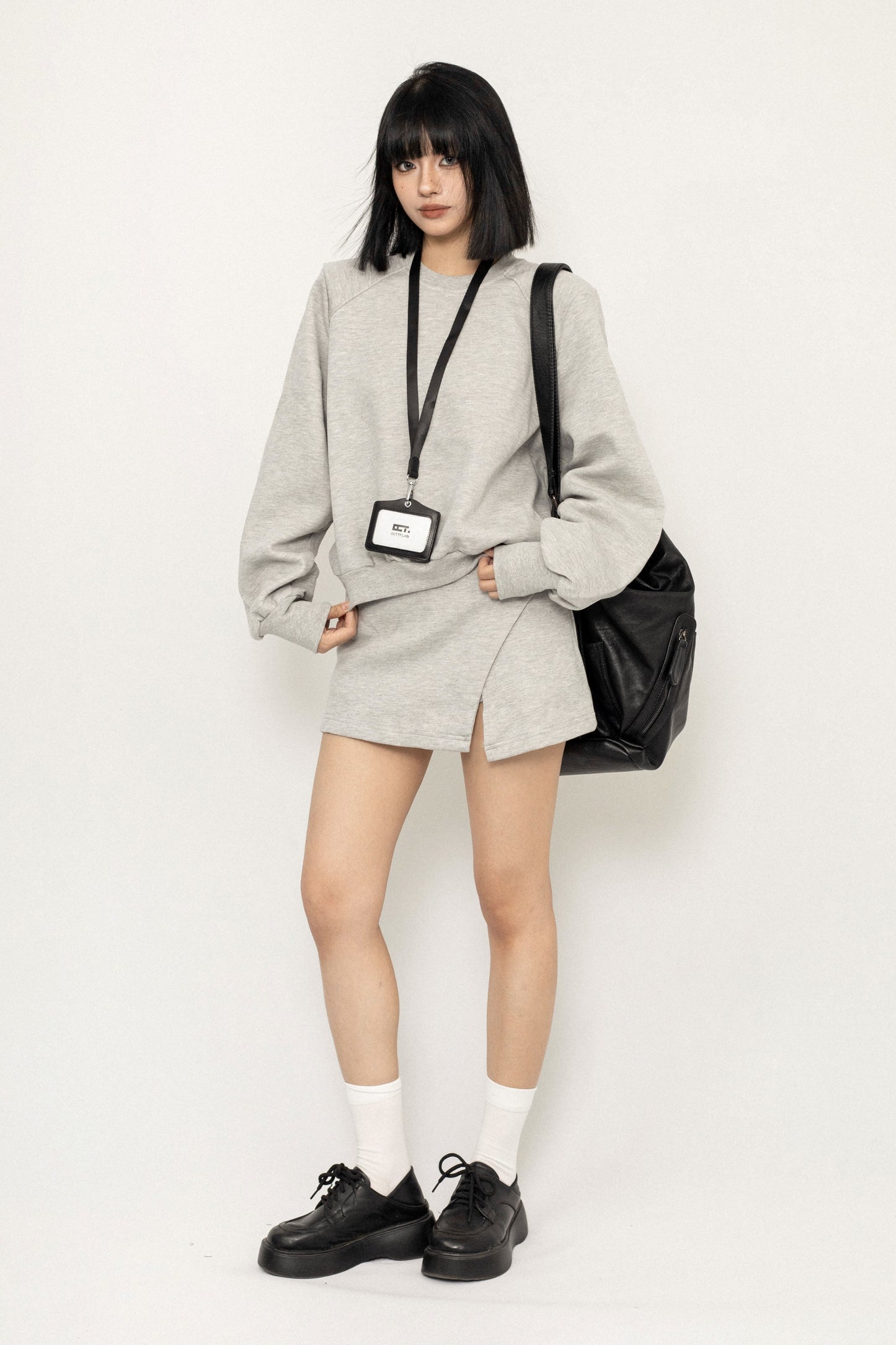 Padded Shoulder American-Style Short Sweatshirt