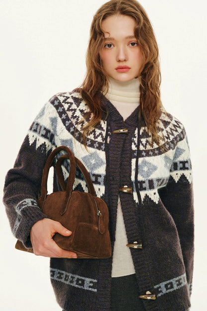 Fair Isle Varsity Knit Cardigan