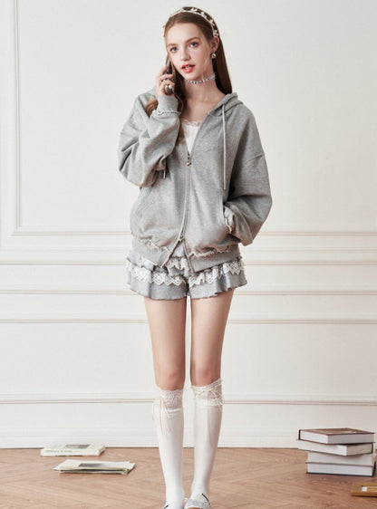 High-end casual loose hooded coat