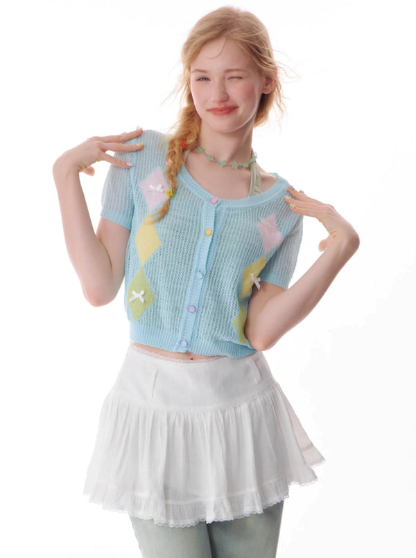 Knit Bow Trim T-Shirt