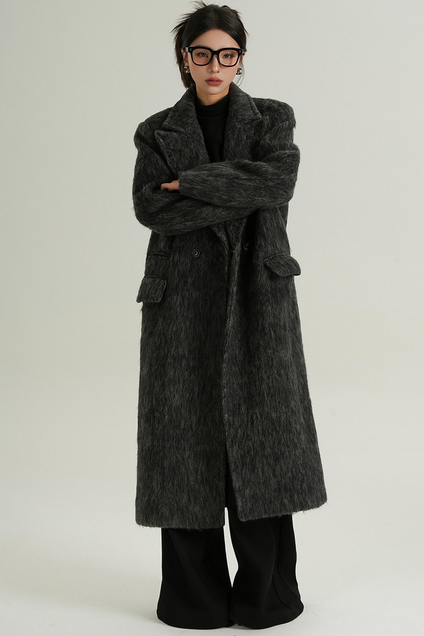 Classic Long Wool Tweed Coat