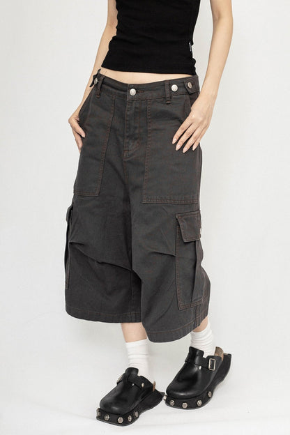 American Retro Style Simple Basic Cropped Pants