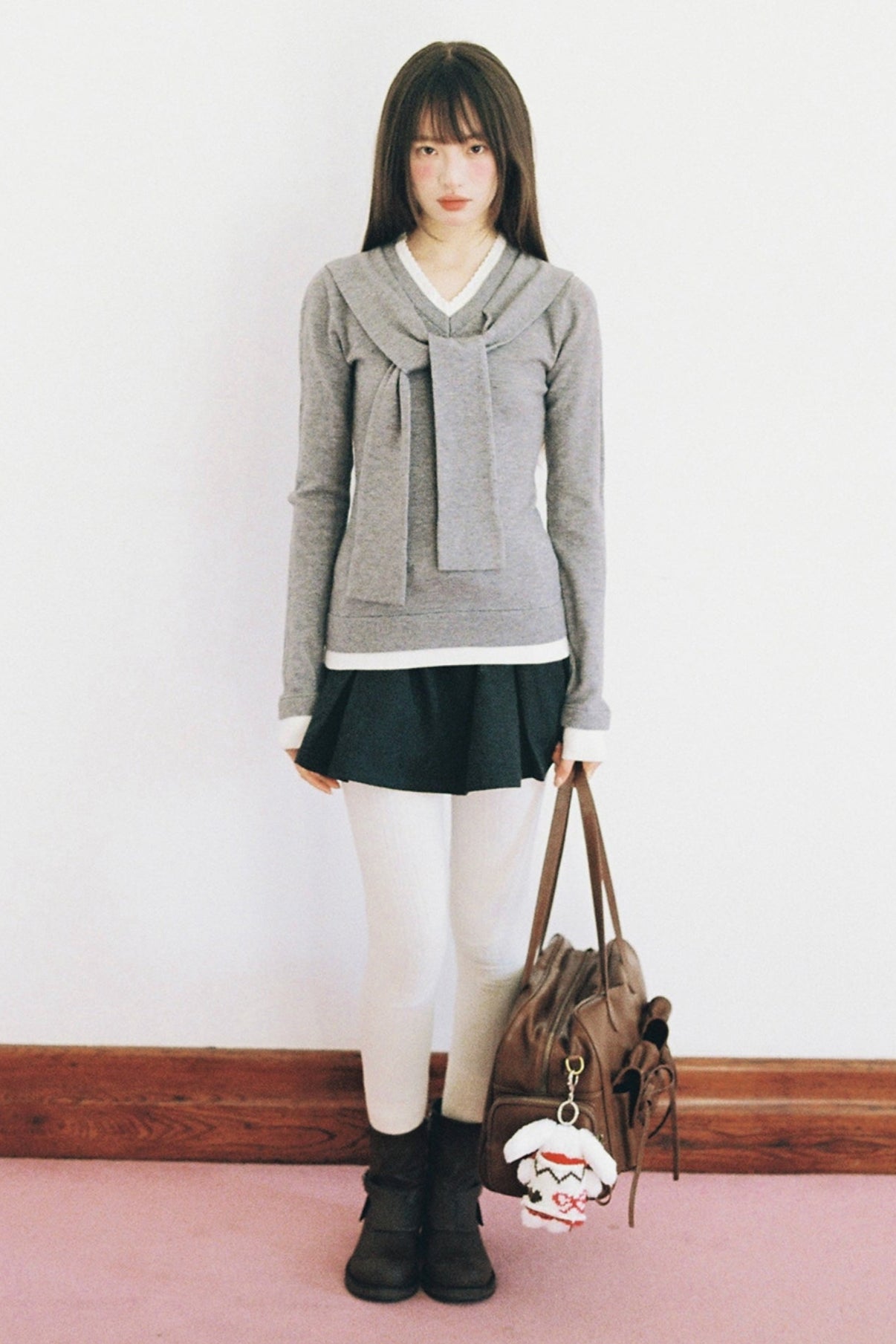 V-Neck College Knit Top