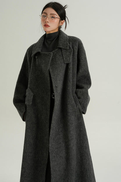 Long Turtleneck Tweed Coat