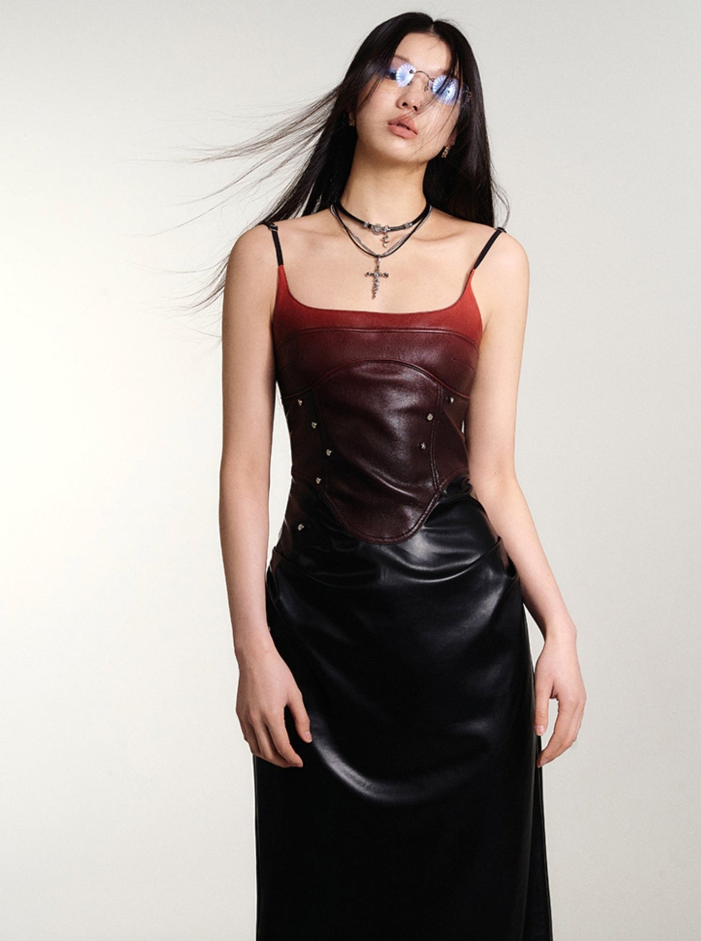 Corset Structure Skinny Leather Dress