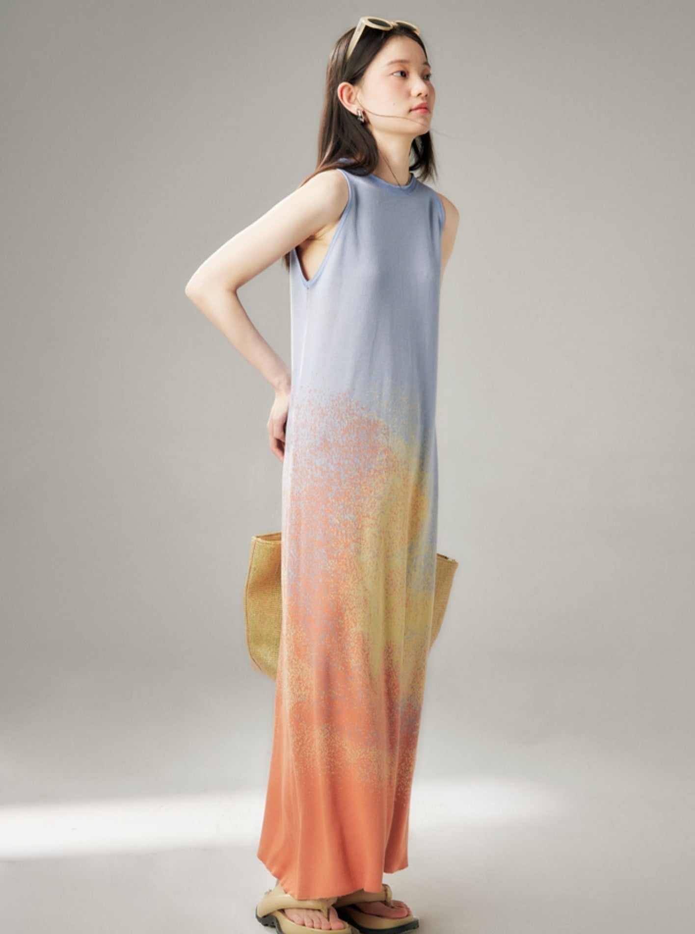 Gradient Ribbed Tencel Maxi Dress