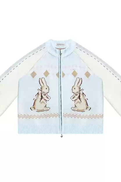 Retro Bunny Sweater Cardigan Jacket