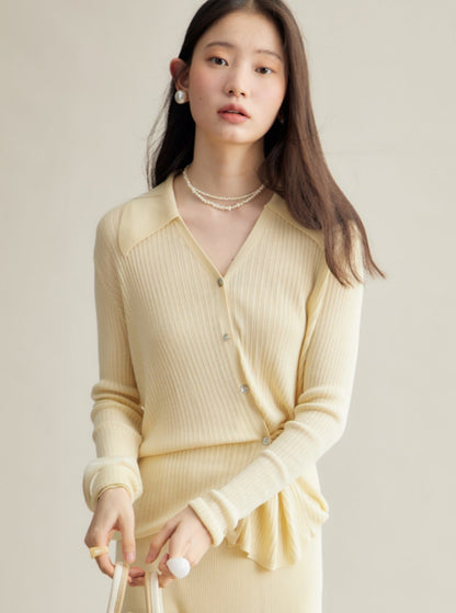 Tencel long-sleeved knitted cardigan set