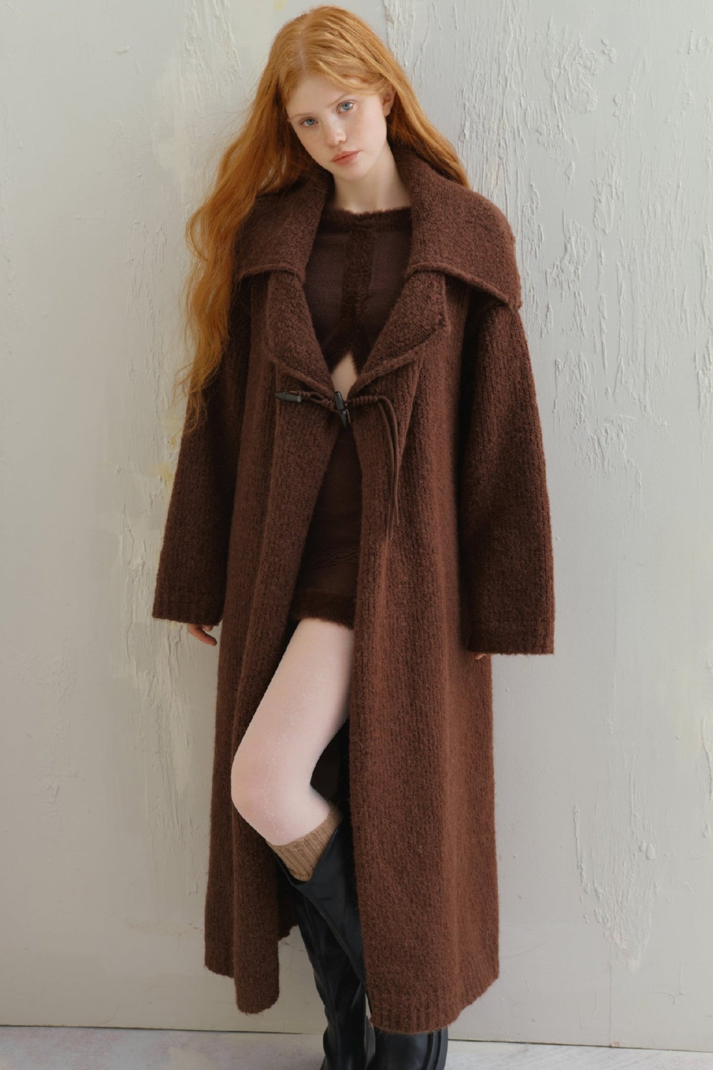 Wool Lapel Long Cardigan Jacket