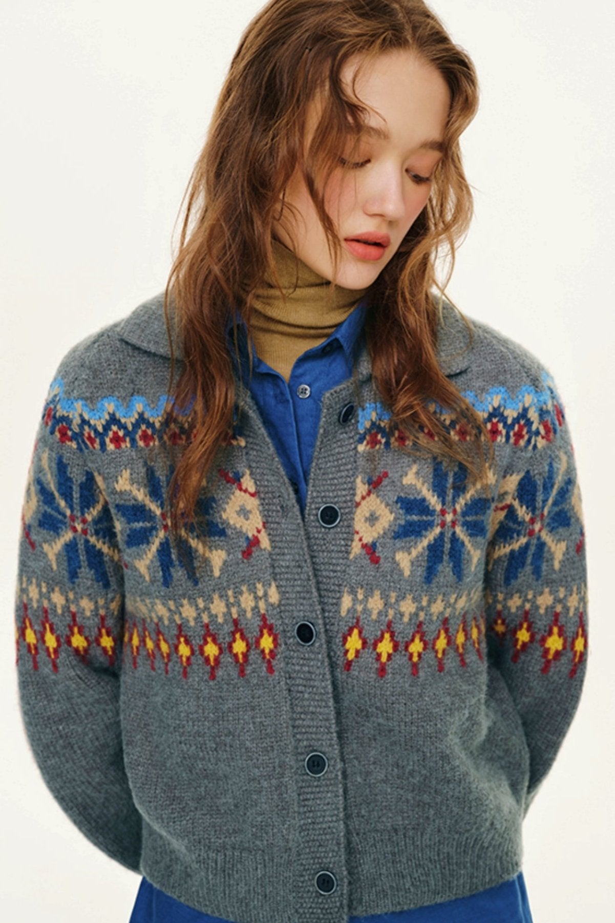 Preppy Lapel Fair Isle Sweater