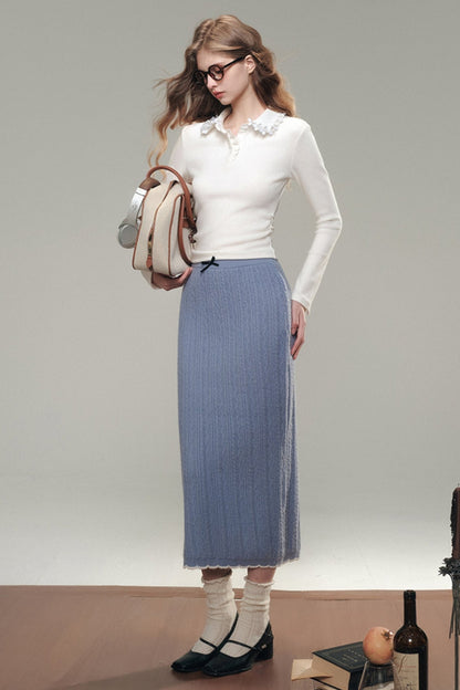 Es lebe die Milchstraße [10.21 20:00] "Unbenanntes Meer" Tranquility Blue Knitted Cardigan Maxi Skirt Set