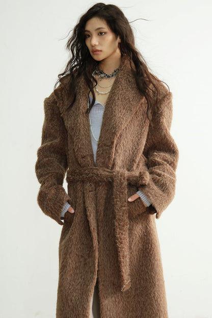 Genderless Handsome Long Silhouette Tweed Coat