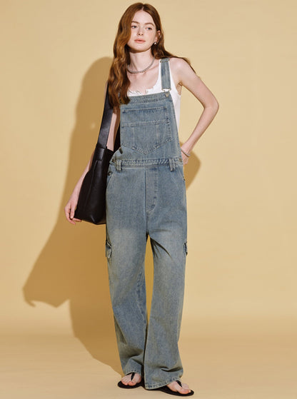 Loose Denim Bib Pants