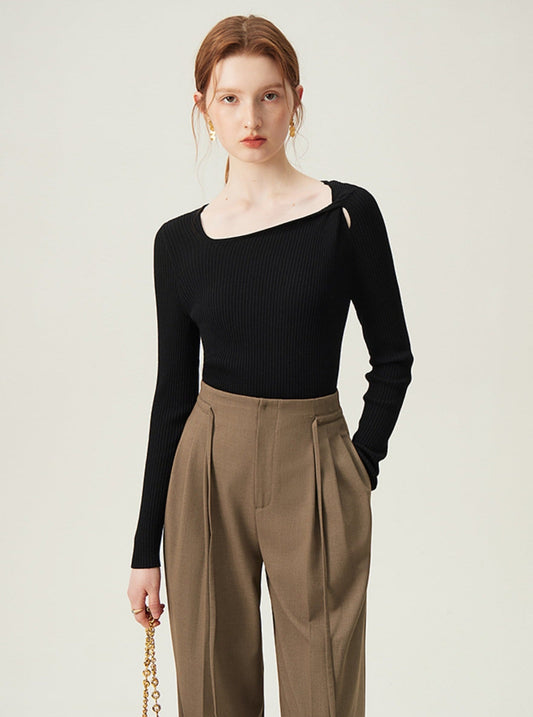 Commuting Square Neck Knit Top