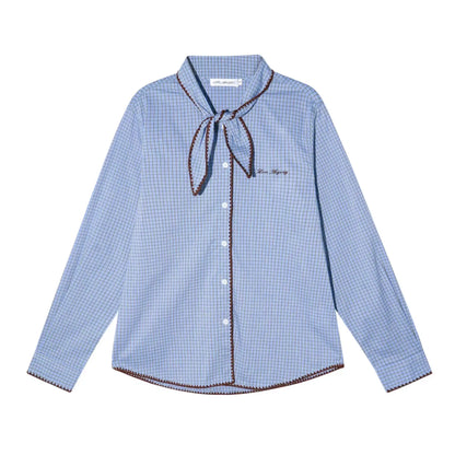 Retro Plaid Embroidery Shirt