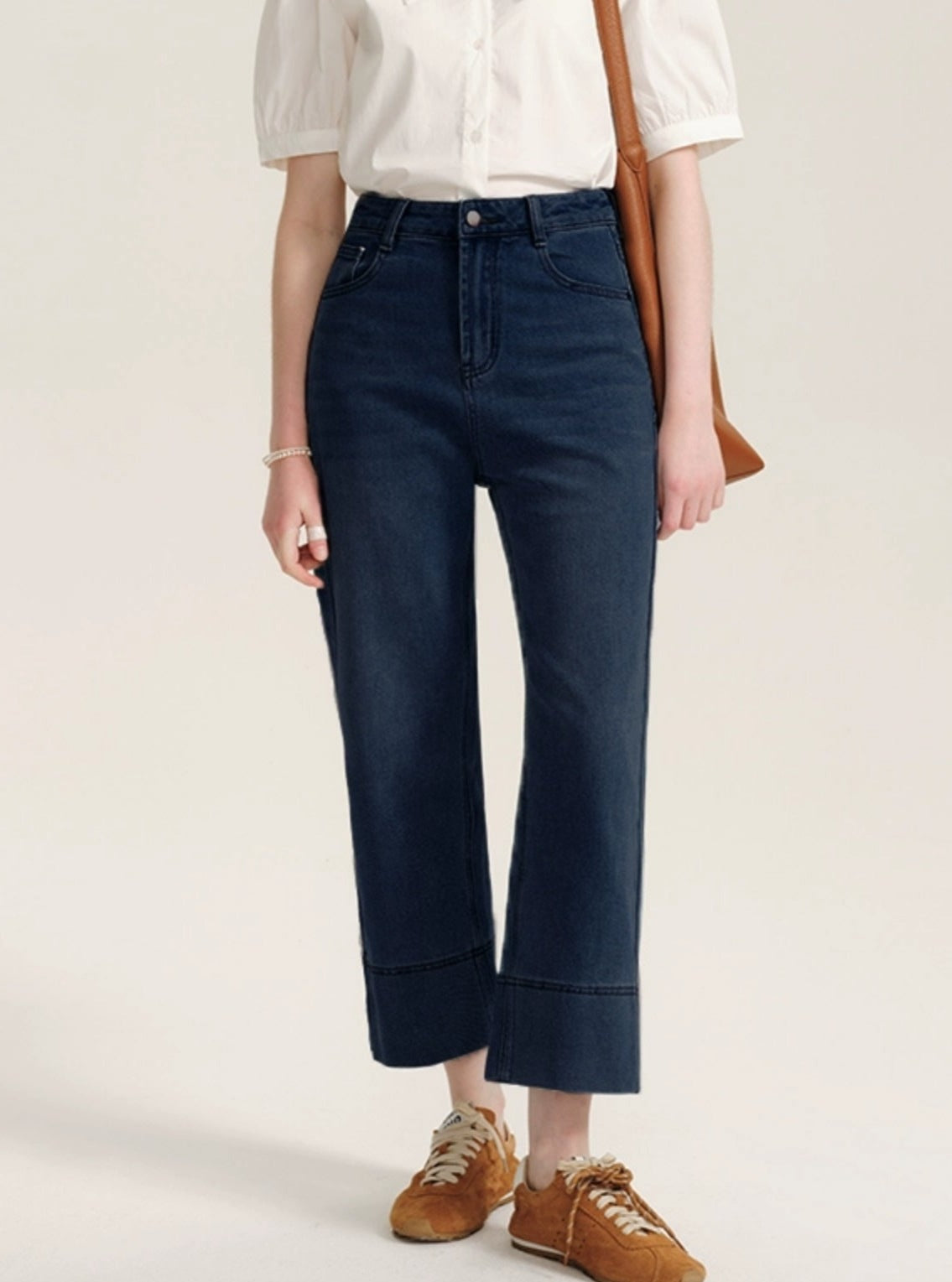 7.8 auf der neuen 85% off hellblau High-Waisted Straight-Leg-Jeans, kleine Leute schauen dünn und schmal, abgeschnitten Rohr Baguette Hosen