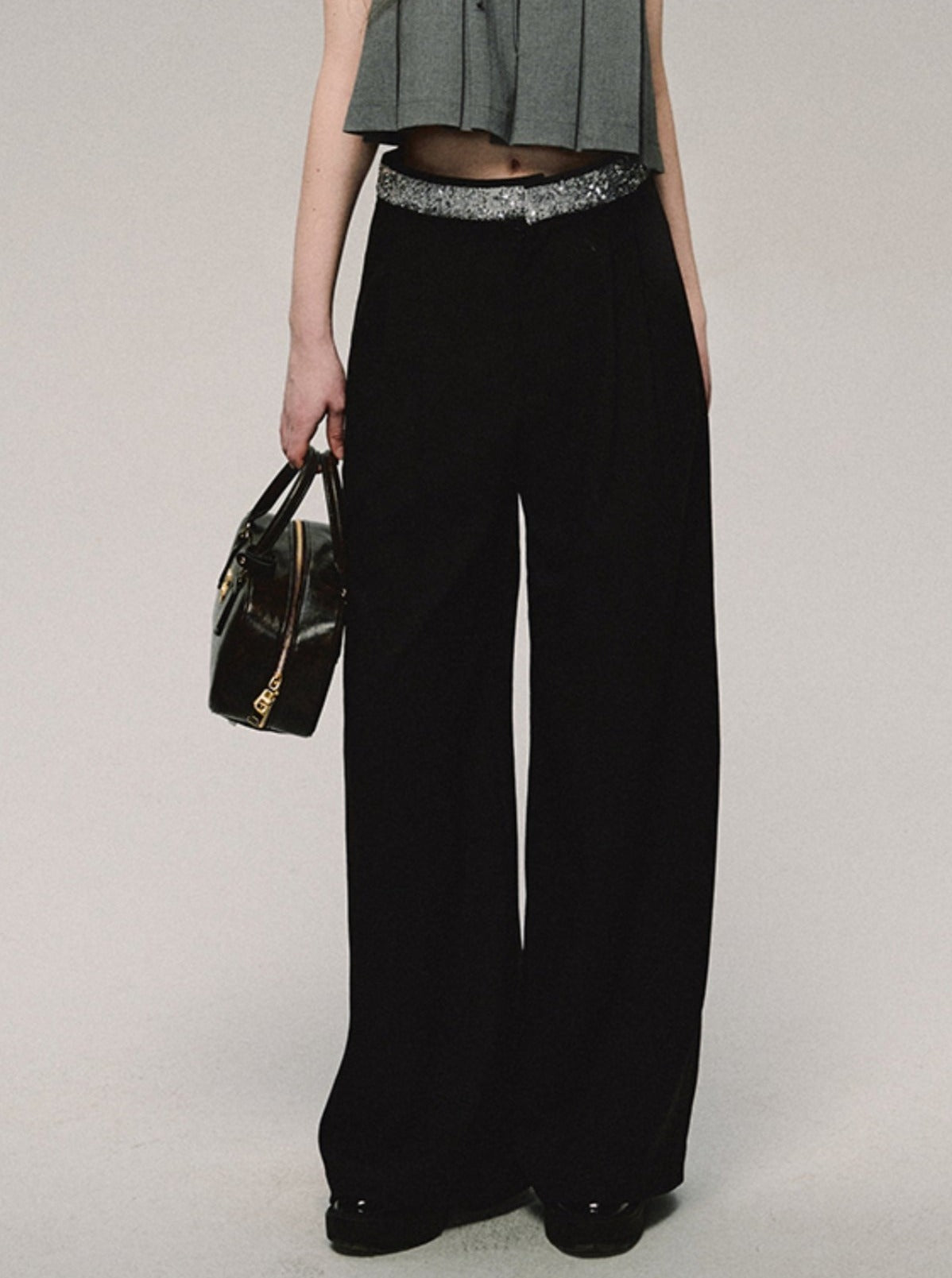 Mid Rise Sequin Track Pants