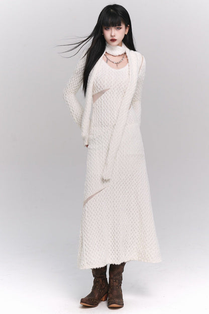 Ghost Girl White Long-sleeved Dress Autumn and Winter Hot Girls Pure Lust Style, High-end Wear, Korean Atmosphere, Early Autumn