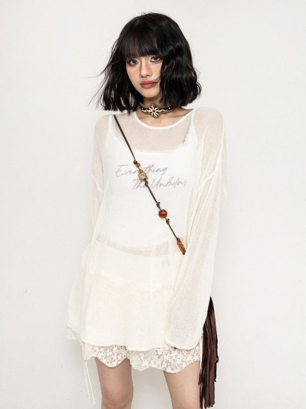 Mesh Cut-Out Knit Top