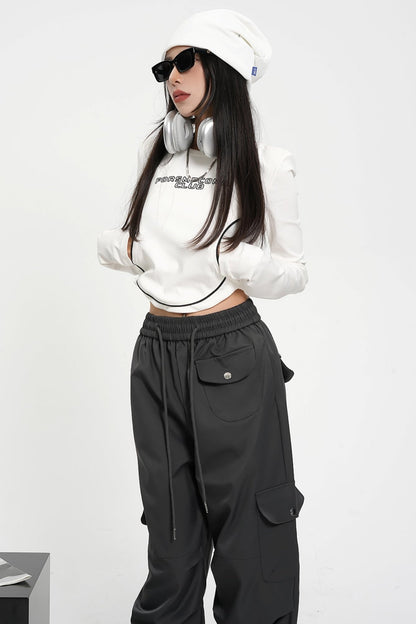 High Waist Long Sleeve Crop Top