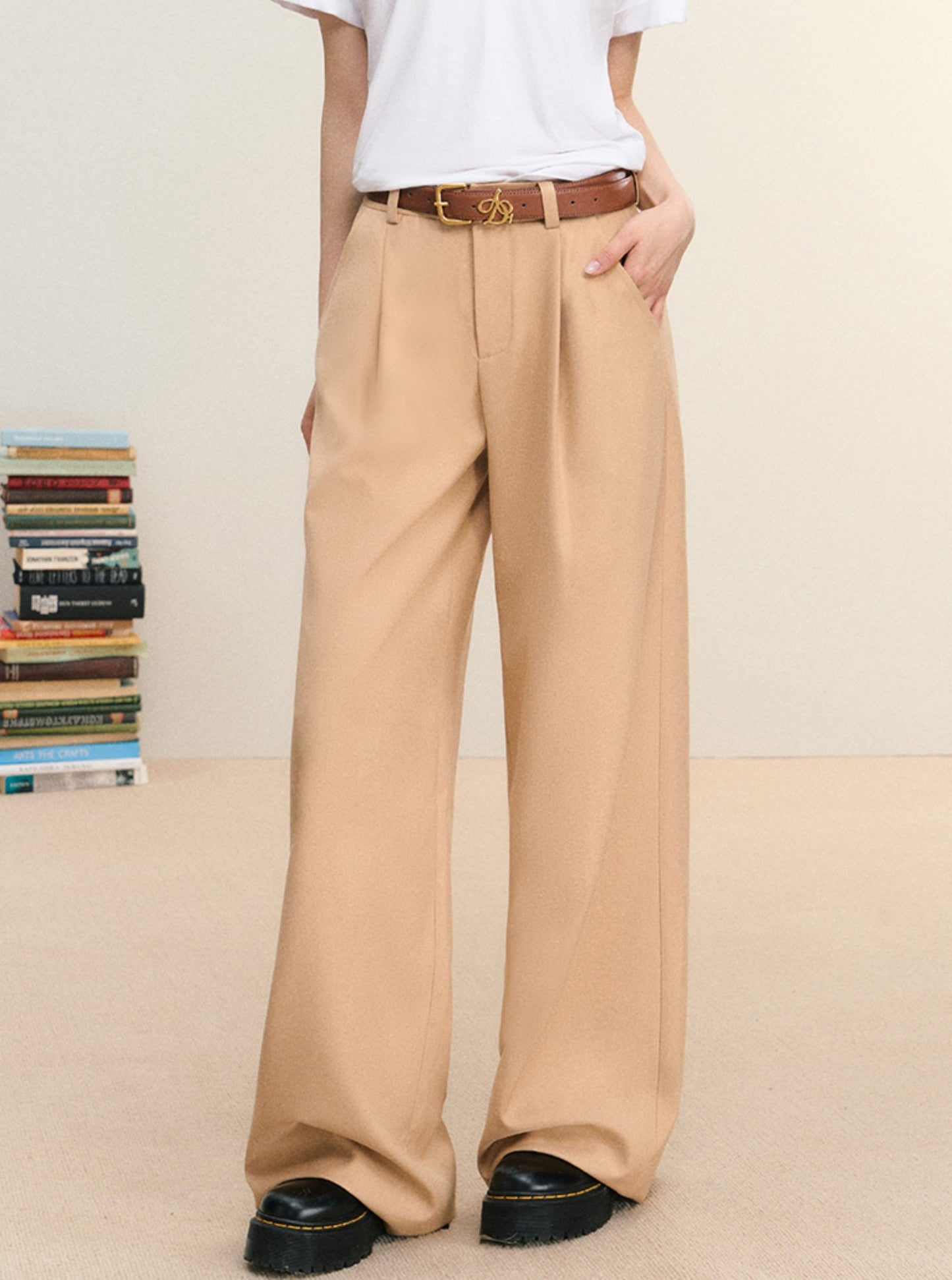 Wide-Leg High Waist Commuter Pants