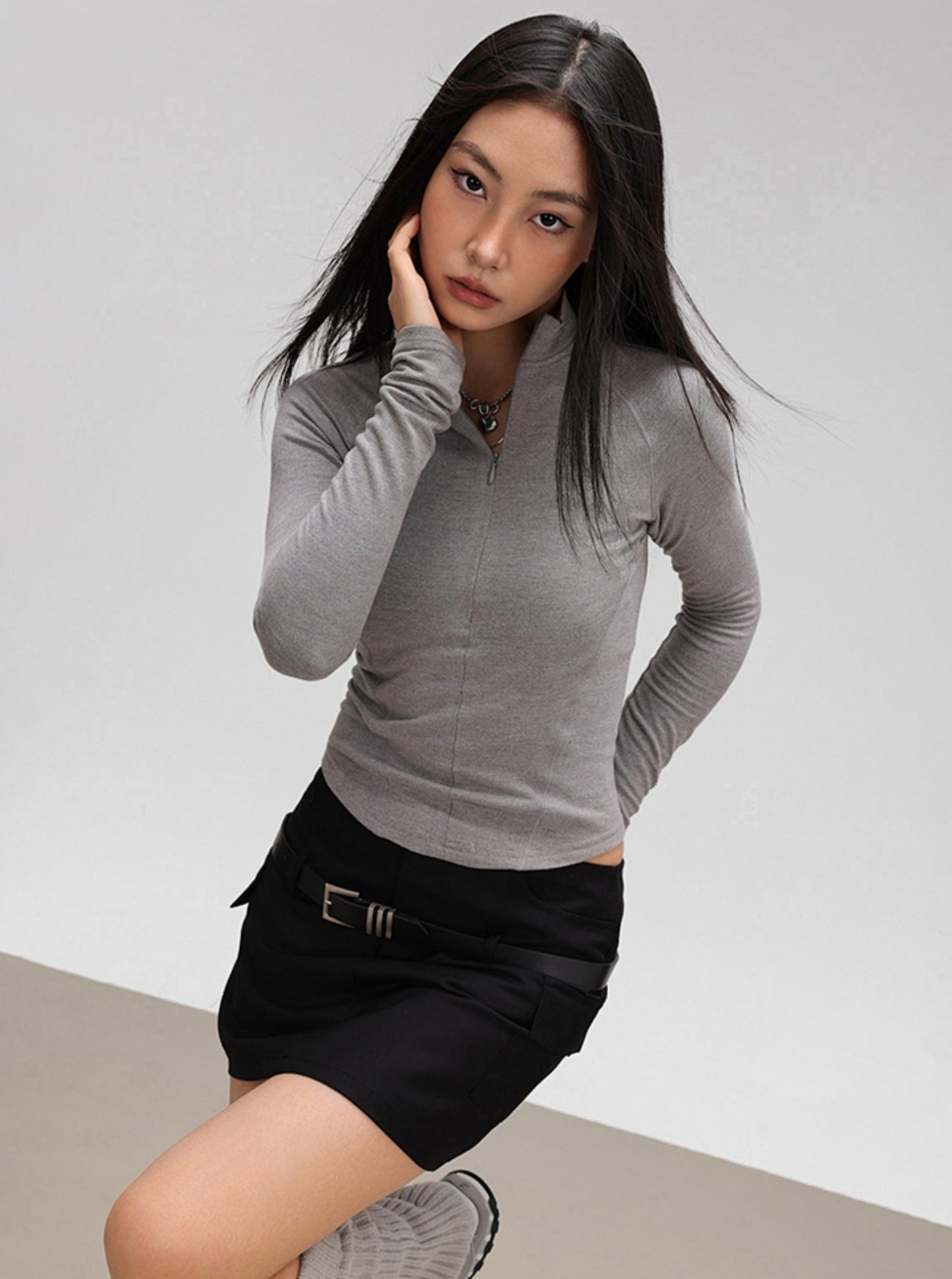 Gray Velvet Jazz Dance Cardigan Top