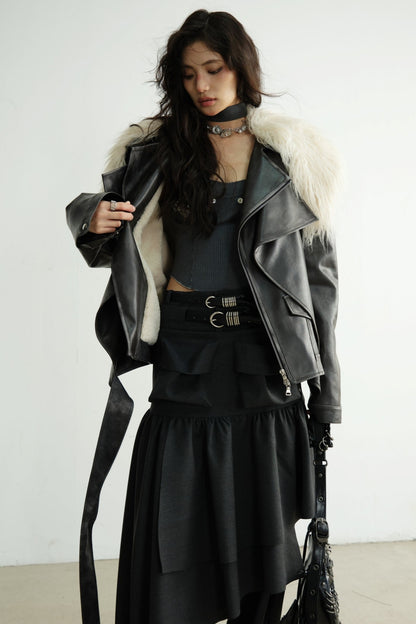 Dark Retro Rock Long FURLAR JACKET