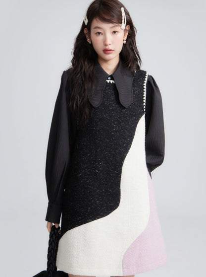 Fragrance wool tweed vest dress