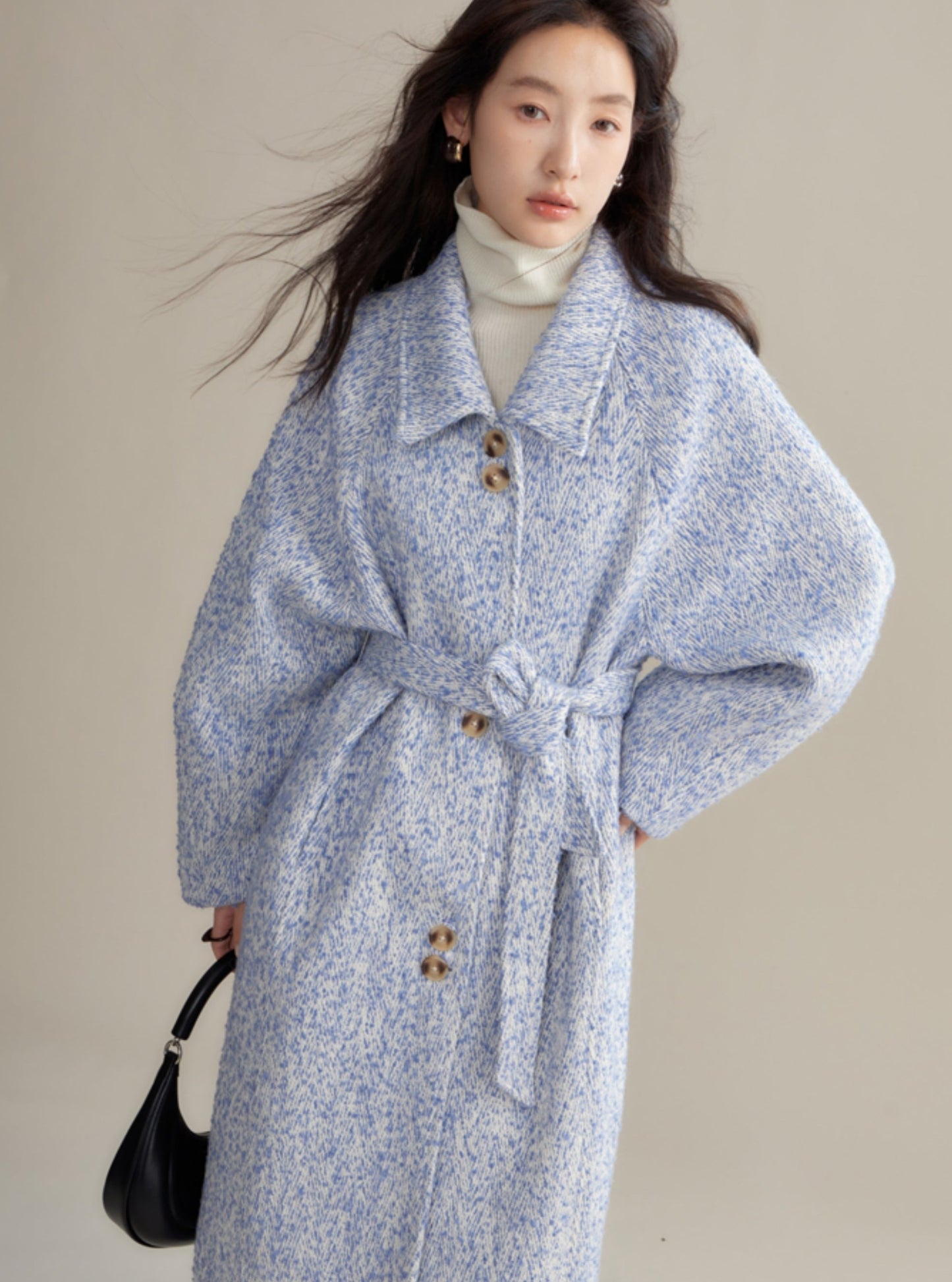 Loose thickened high-count wool coat