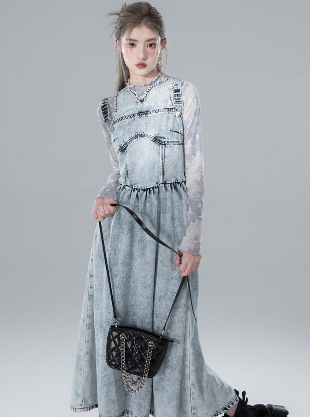 Snowflake Blue Denim Dress Set-Up