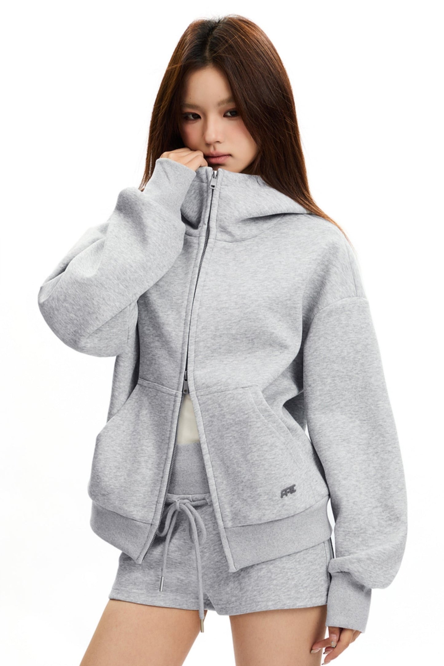 Sporty Stand Collar Hooded Short Jacket