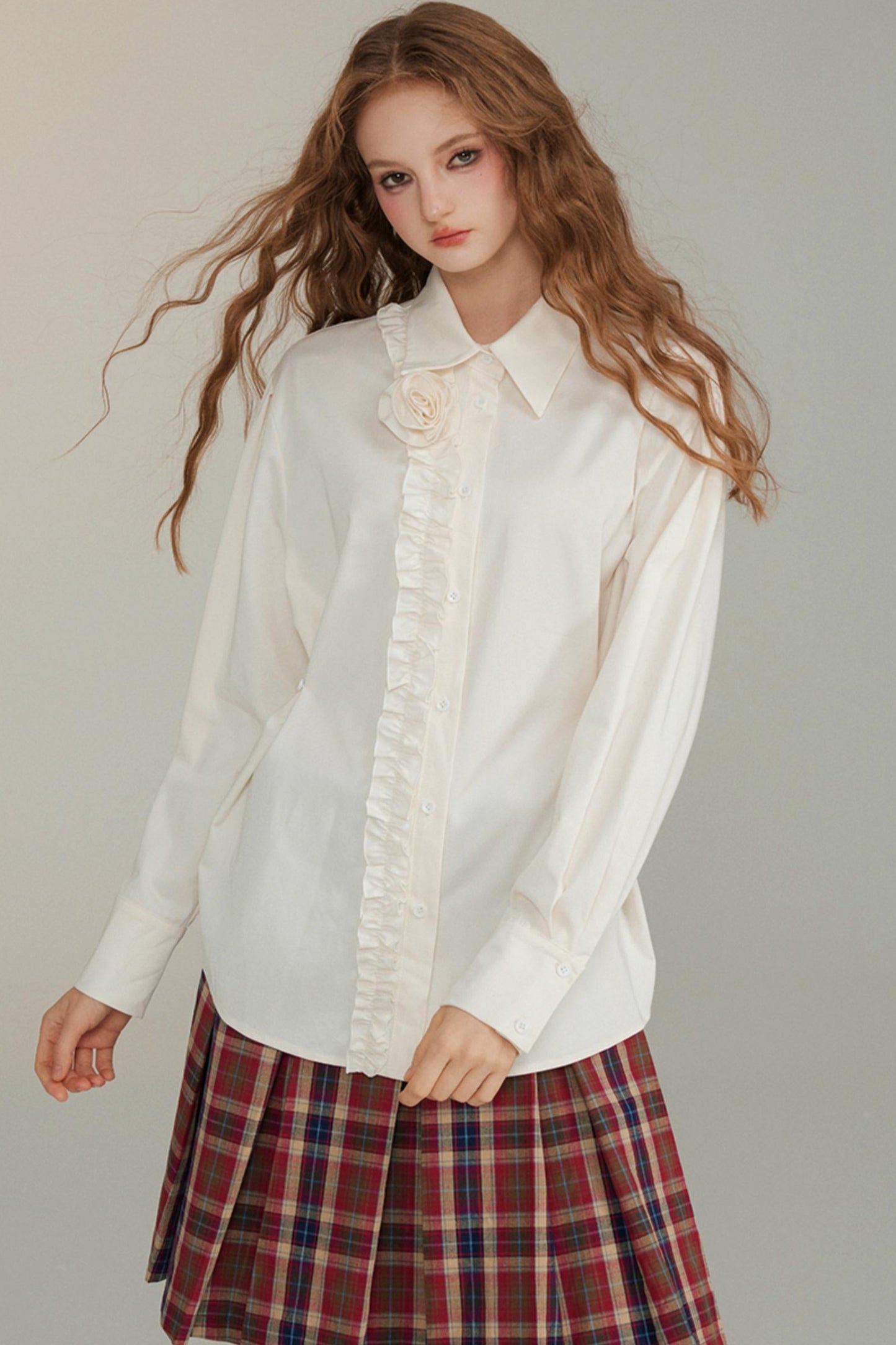 Three-Dimensional Rose Loose Shirt