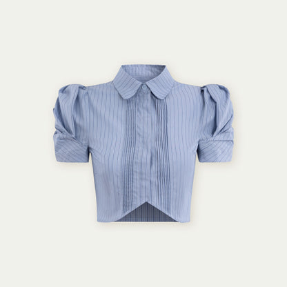 Vintage Pleated Striped Shirt