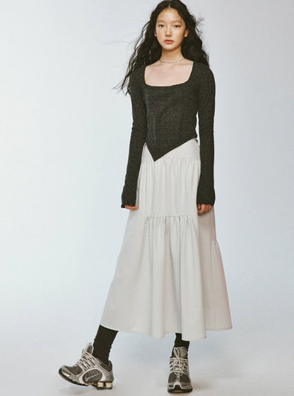 Moonlight Grey Dense Pleated Skirt