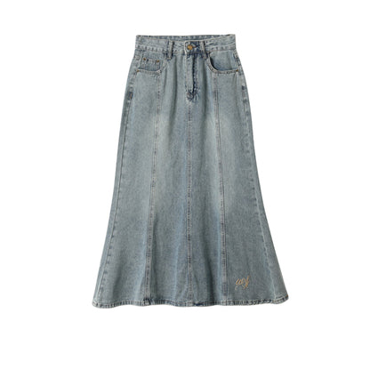 Vintage Fishtail Denim Skirt