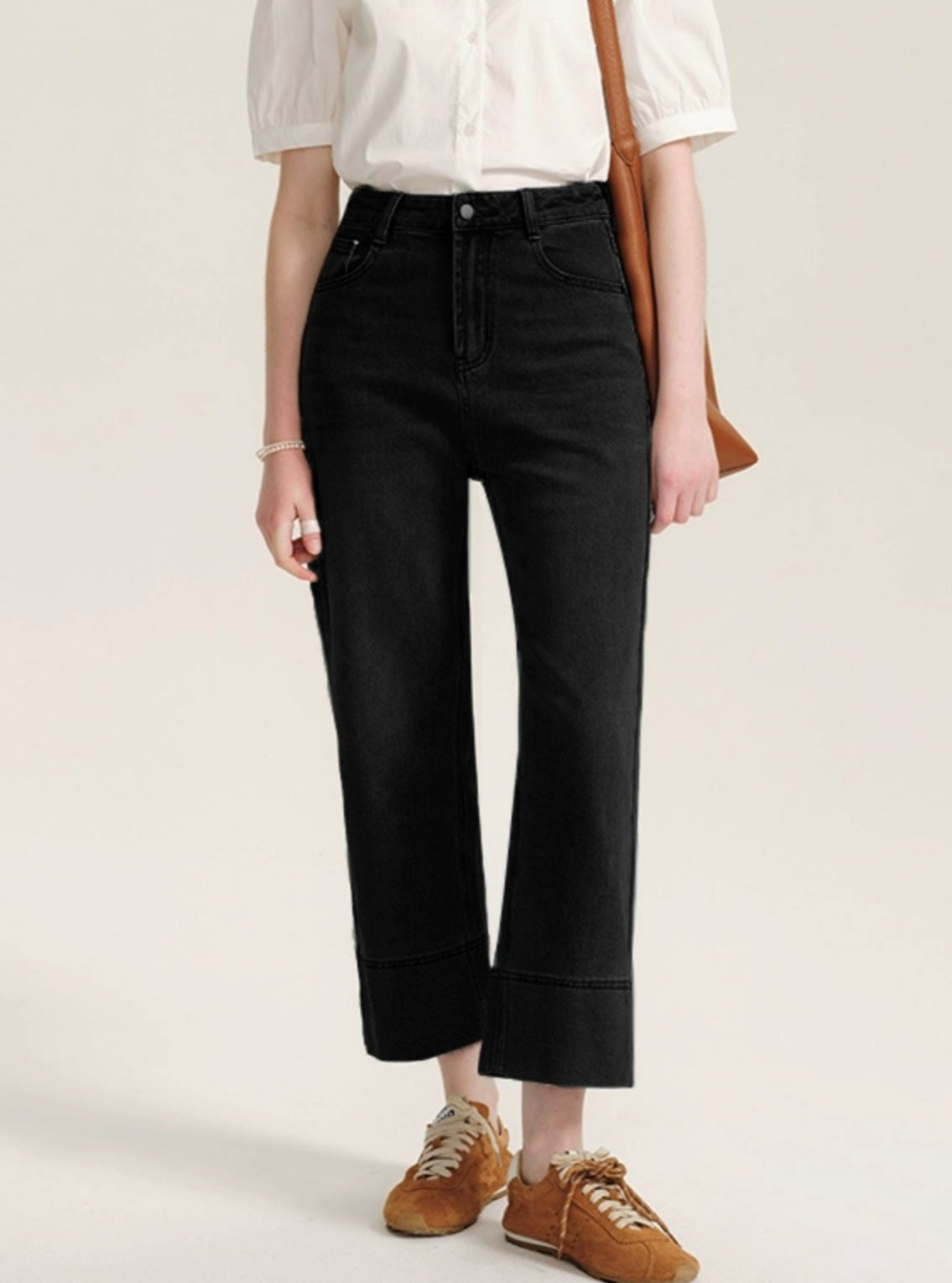 High-Waisted Cropped Pipe Pants