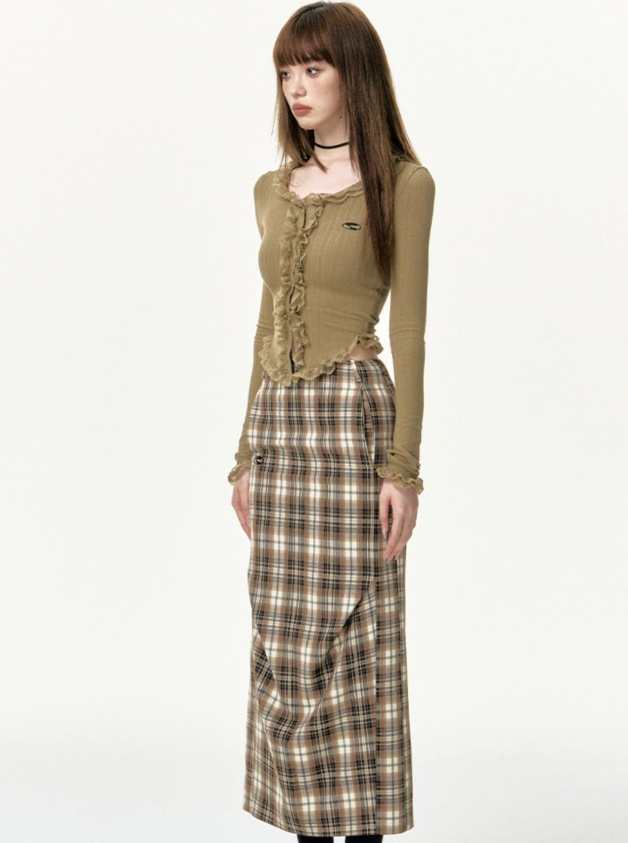 american retro slim hip long skirt